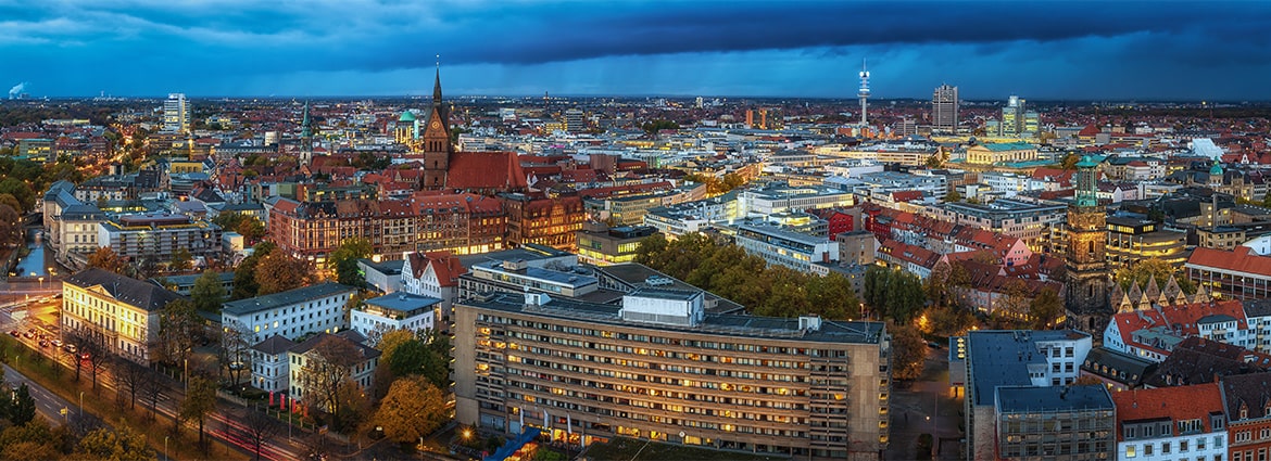 Skyline von Hannover bei Regen